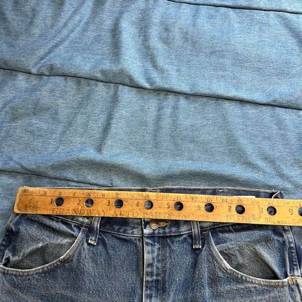 Vintage 90s Rustler Faded Honeycomb Dark Wash Jeans 36x30 Blue Retro 87619PW - Picture 5 of 7